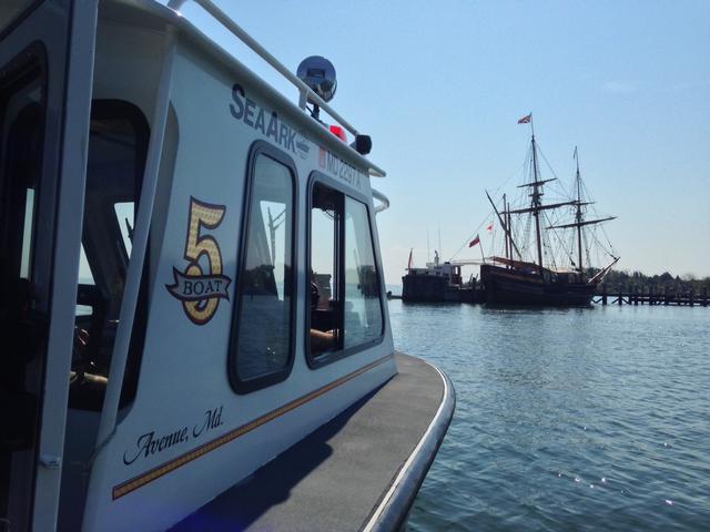 Boat5 with The Dove in front of St Clements Island for the Blessing of The Fleet